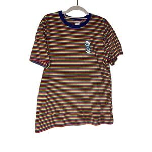The Smurfs rainbow‎ striped embroidered t-shirt